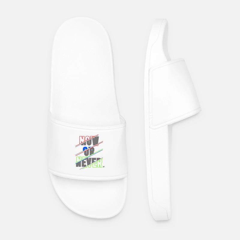 Now ore Never Lettering - Men’s Pool Sliders - white