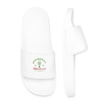 Matcha Made Me Do It Matcha Tea Ceremony Begins - Men’s Pool Sliders - white - Front