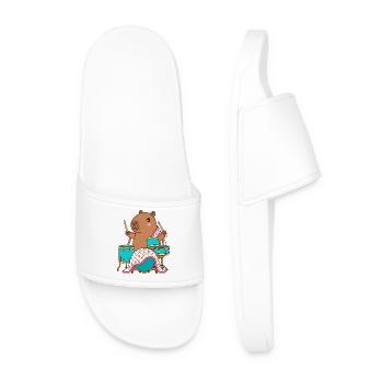 Drumming Capybara Parade - Little Drummer - Men’s Pool Sliders - white - Front