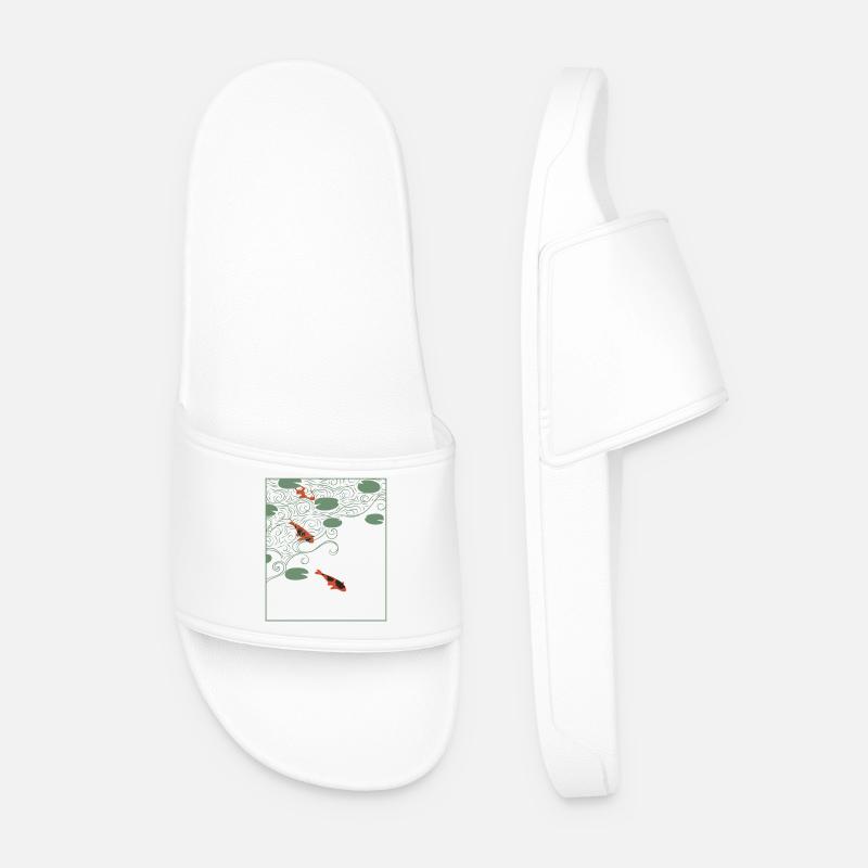 Wabi-sabi style Koi carp - Men’s Pool Sliders - white