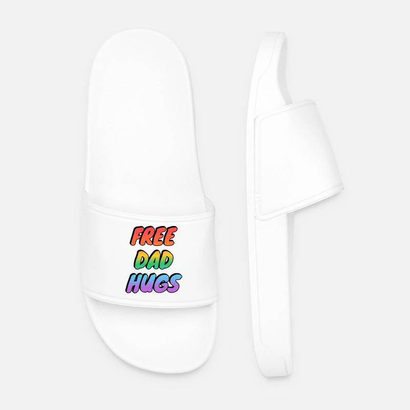 Free Dad Hugs Rainbow - Men’s Pool Sliders - white