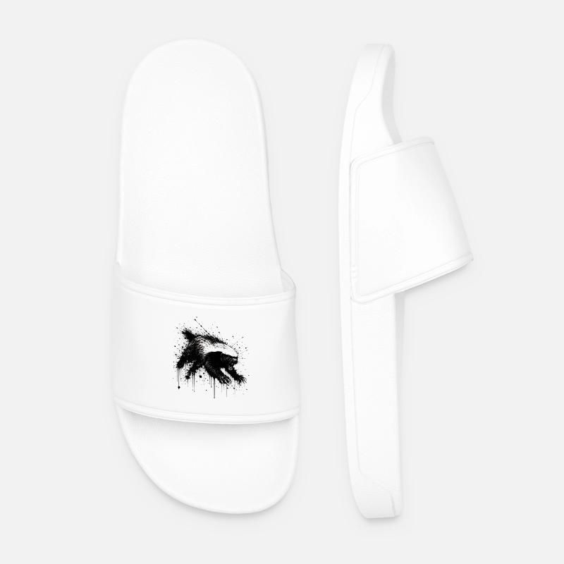 Honey Badger Splatter - Men’s Pool Sliders - white