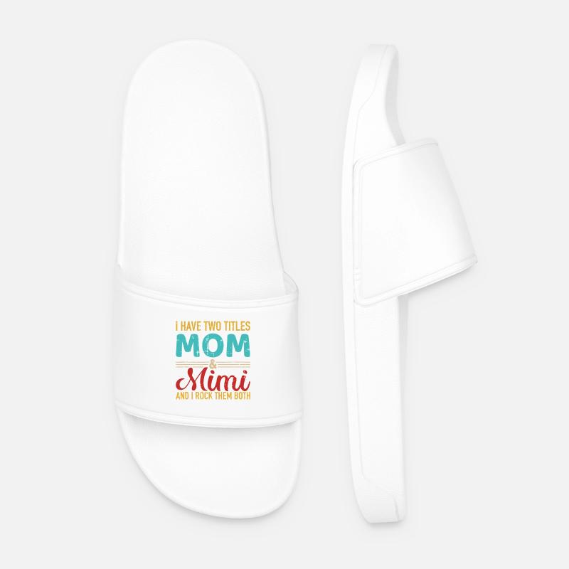 Mom and Mimi: I Rock Them Both - Men’s Pool Sliders - white