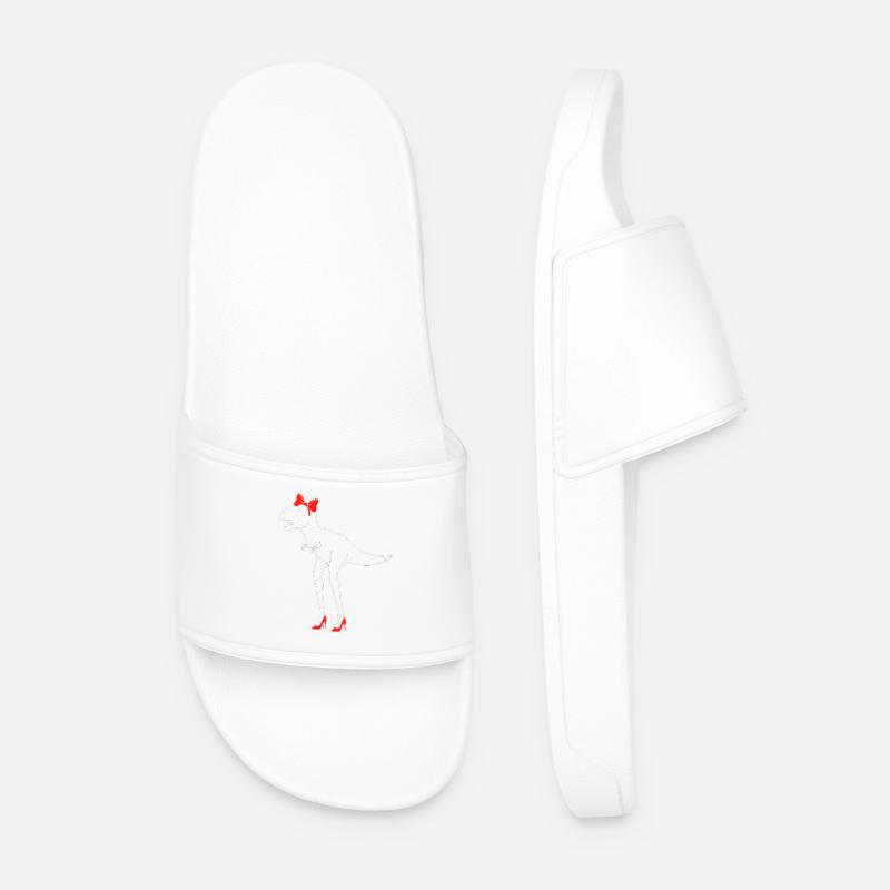 Dino Diva with Red High Heels - Men’s Pool Sliders - white