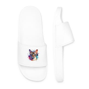 Oriental Shorthair Motif - Men’s Pool Sliders - white - Front