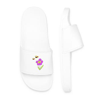Flower with friendly bees - Men’s Pool Sliders - white - Front