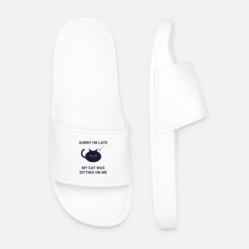 Late Cat Nap Excuse Tee - Men’s Pool Sliders - white