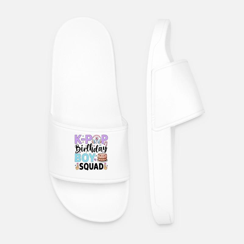 K-Pop Birthday Boy Squad - Men’s Pool Sliders - white