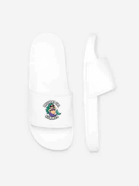 Fille enceinte, été, plage, sirène, - Claquettes Homme - blanc