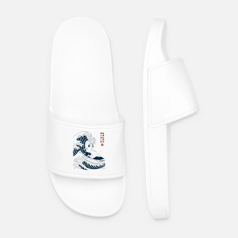 Chat Surf et Chill - Claquettes Homme - blanc