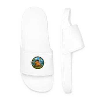Beach bear with sunglasses - Men’s Pool Sliders - white - Front