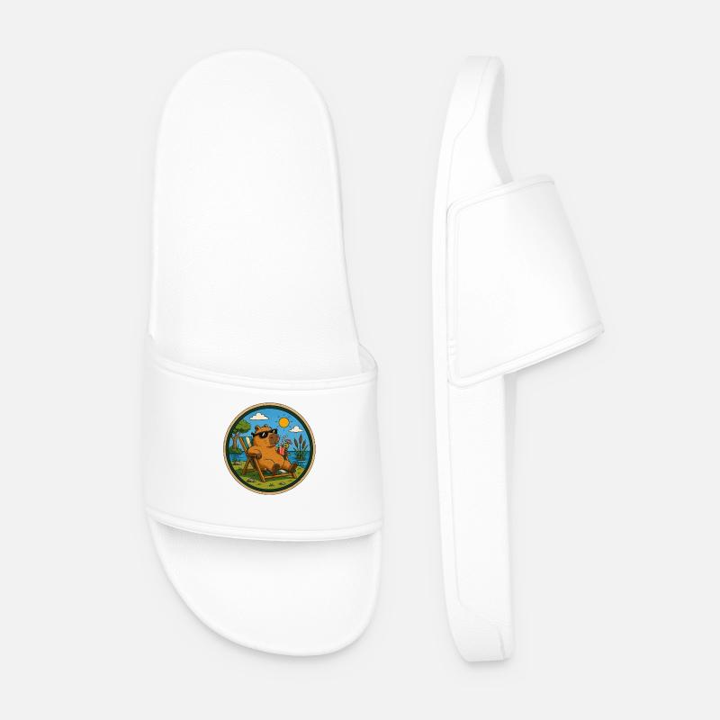 Strandbär mit Sonnenbrille - Männer Badelatschen - Weiß