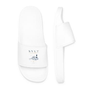 Sylt North Sea Motif – Lighthouse & Dunes - Men’s Pool Sliders - white - Front
