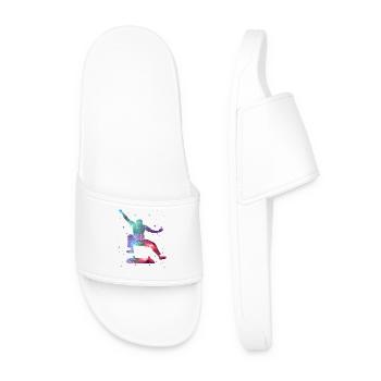 Skater Skating Skateboarder Space Skateboard - Men’s Pool Sliders - white - Front