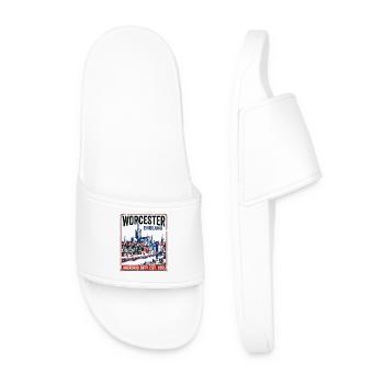 Worcester England Skyline Along River Severn - Men’s Pool Sliders - white - Front