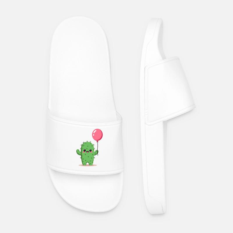 Cactus with balloon - Men’s Pool Sliders - white