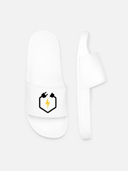 Electrician Plug Power Lightning Logo - Men’s Pool Sliders - white