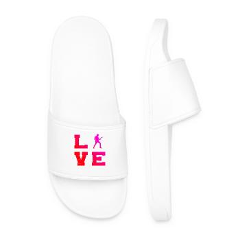 Gift idea for a guitar player with guitar - Men’s Pool Sliders - white - Front
