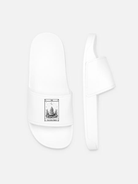 The Pebble Pilgrim | Tarot Card Nature - Men’s Pool Sliders - white