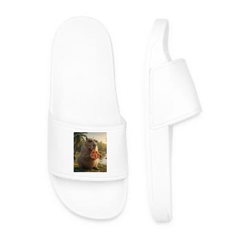 Pizza Capybara with sunglasses - Men’s Pool Sliders - white - Front