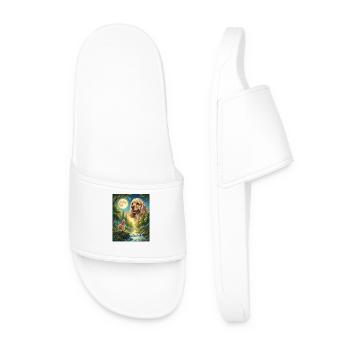 Howling to the Moon Meme Animal Dog Cocker Spaniel - Men’s Pool Sliders - white - Front