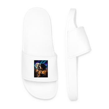 Art bernois du chien de montagne hurlant de lune bernoise - Claquettes Homme - blanc - Devant