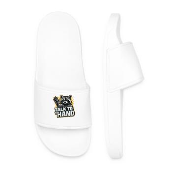 Parler à la main Humour drôle sur les ratons laveurs Drôle - Claquettes Homme - blanc - Devant