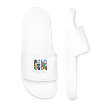 Dom Rep Vacation Travel – Caribbean Beach & Culture - Men’s Pool Sliders - white - Front