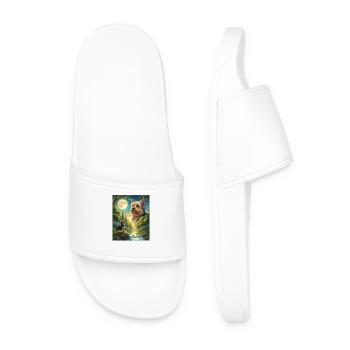 Hurlement vers la Lune Mème Chien Yorkshire Terrier - Claquettes Homme - blanc - Devant