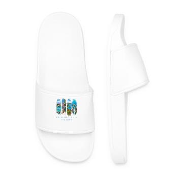 BVI Vacation Travel – Caribbean Beach & Island Motif - Men’s Pool Sliders - white - Front
