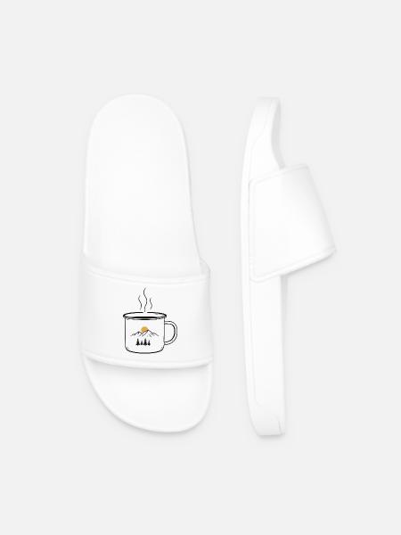Coffee Cup Mountains - Men’s Pool Sliders - white