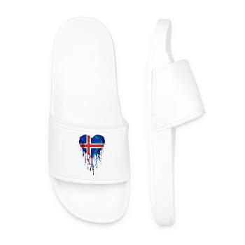 Peinture à l’aquarelle du drapeau nordique du cœur nordique islandais - Claquettes Homme - blanc - Devant