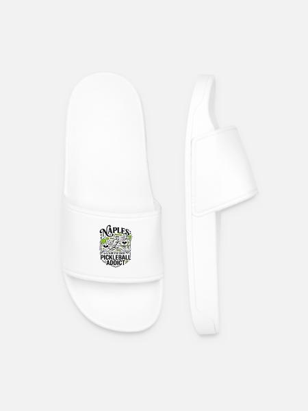 Naples Florida Certified Pickleball Addict - Men’s Pool Sliders - white