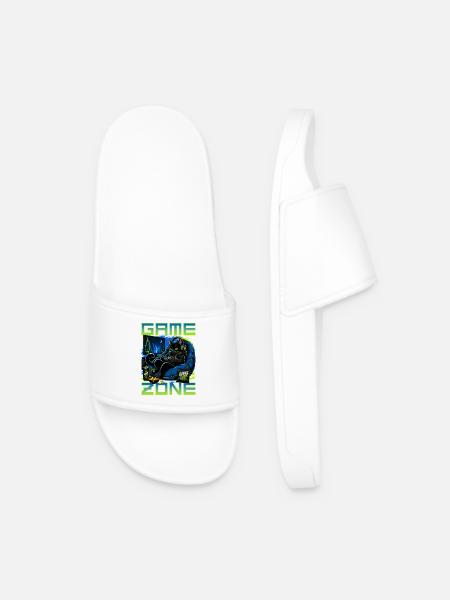 Gamer Gaming Cat Video Game - Men’s Pool Sliders - white