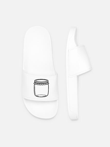 Jam Jar Outline - Men’s Pool Sliders - white
