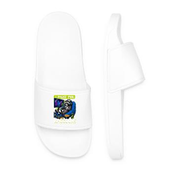 Gamer Gaming Cat Video Game - Men’s Pool Sliders - white - Front