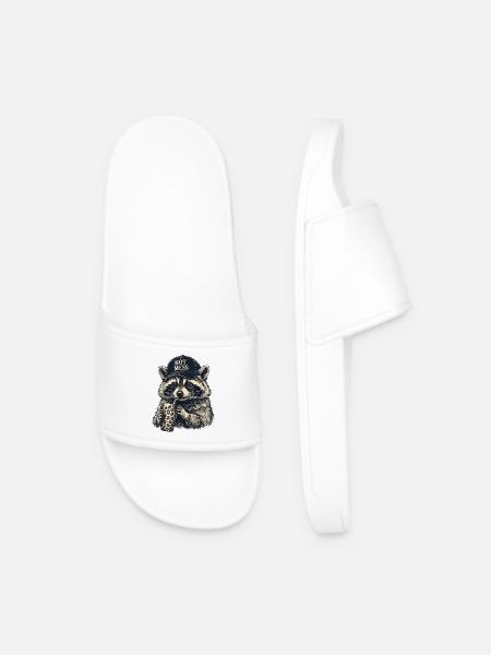 Hot Mess Raccoon Cap - Men’s Pool Sliders - white
