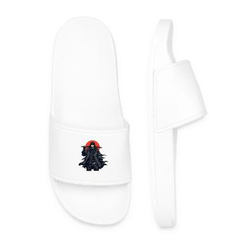 Dark cape fighter with baton - Men’s Pool Sliders - white - Front