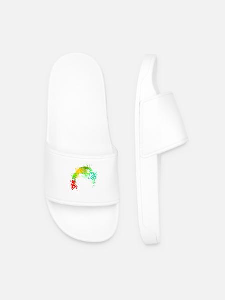 Flamingo Splash Art - Men’s Pool Sliders - white