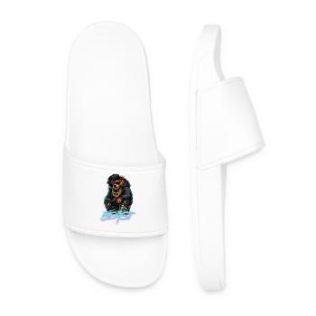 Grizzly Bear Beast Graffiti Portrait - Men’s Pool Sliders - white - Front