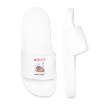 Cake Baking Pastry Chef Cake Baker - Men’s Pool Sliders - white - Front