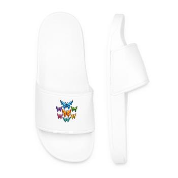 Geometric Butterflies Color Palette - Men’s Pool Sliders - white - Front