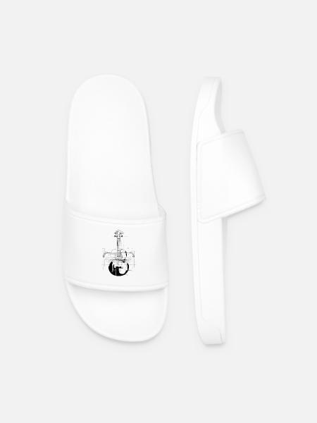 Ukulele Drawing - Men’s Pool Sliders - white