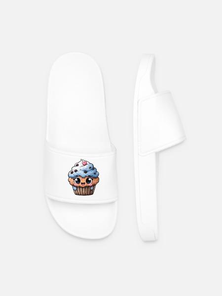 Kawaii Cupcake Herzglück - Männer Badelatschen - Weiß