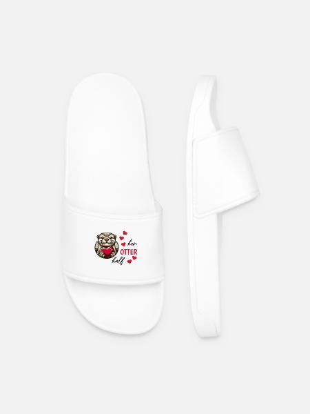 Otter Half Love Gift - Men’s Pool Sliders - white