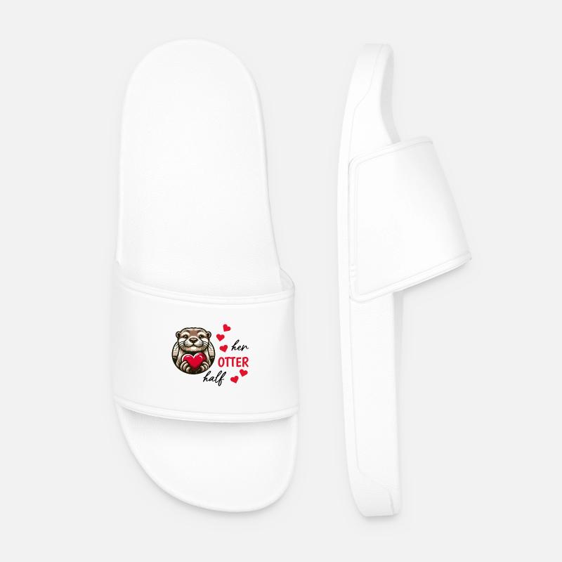 Otter Half Love Gift - Men’s Pool Sliders - white