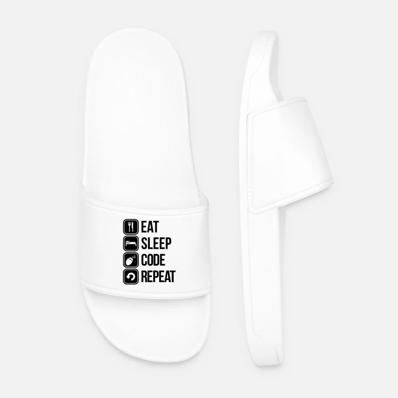 eat sleep code - Men’s Pool Sliders - white