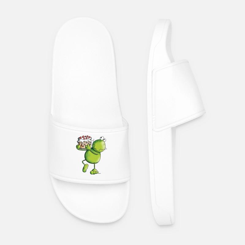Frosch mit Kuchen - Männer Badelatschen - Weiß