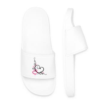 Two hearts with ornament - Men’s Pool Sliders - white - Front