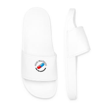 Capsule with the slogan Good for health - Men’s Pool Sliders - white - Front